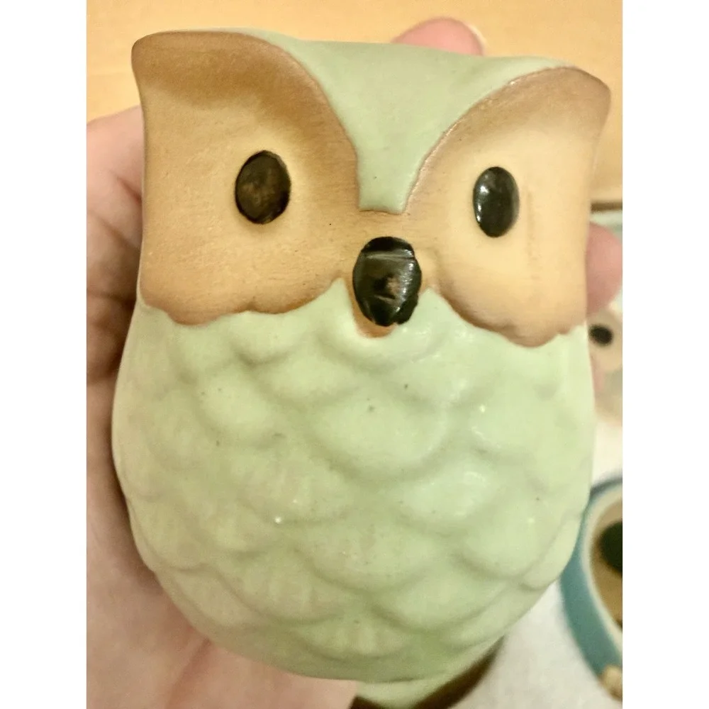 Adorable Mini Owl Planters Or Votive Candie Holders Set Of 6 New In Box